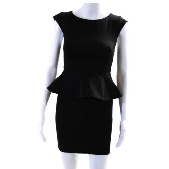 🌸Alice + Olivia cap sleeve peplum pencil dress black size 0 XS New NWT